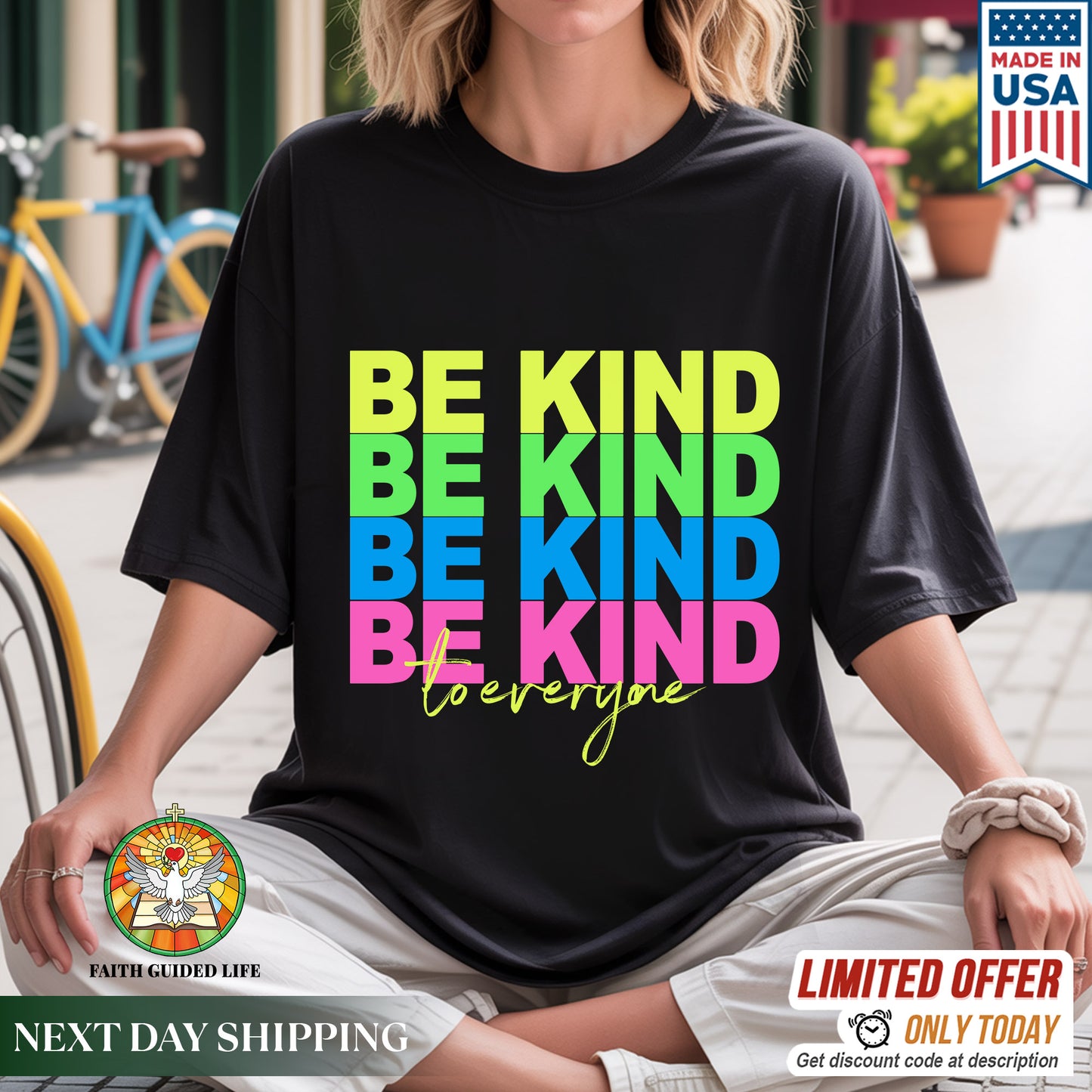 Be Kind To Everyone Rainbow Positivity T-Shirt Kindness Matters Inspirational Message Tee