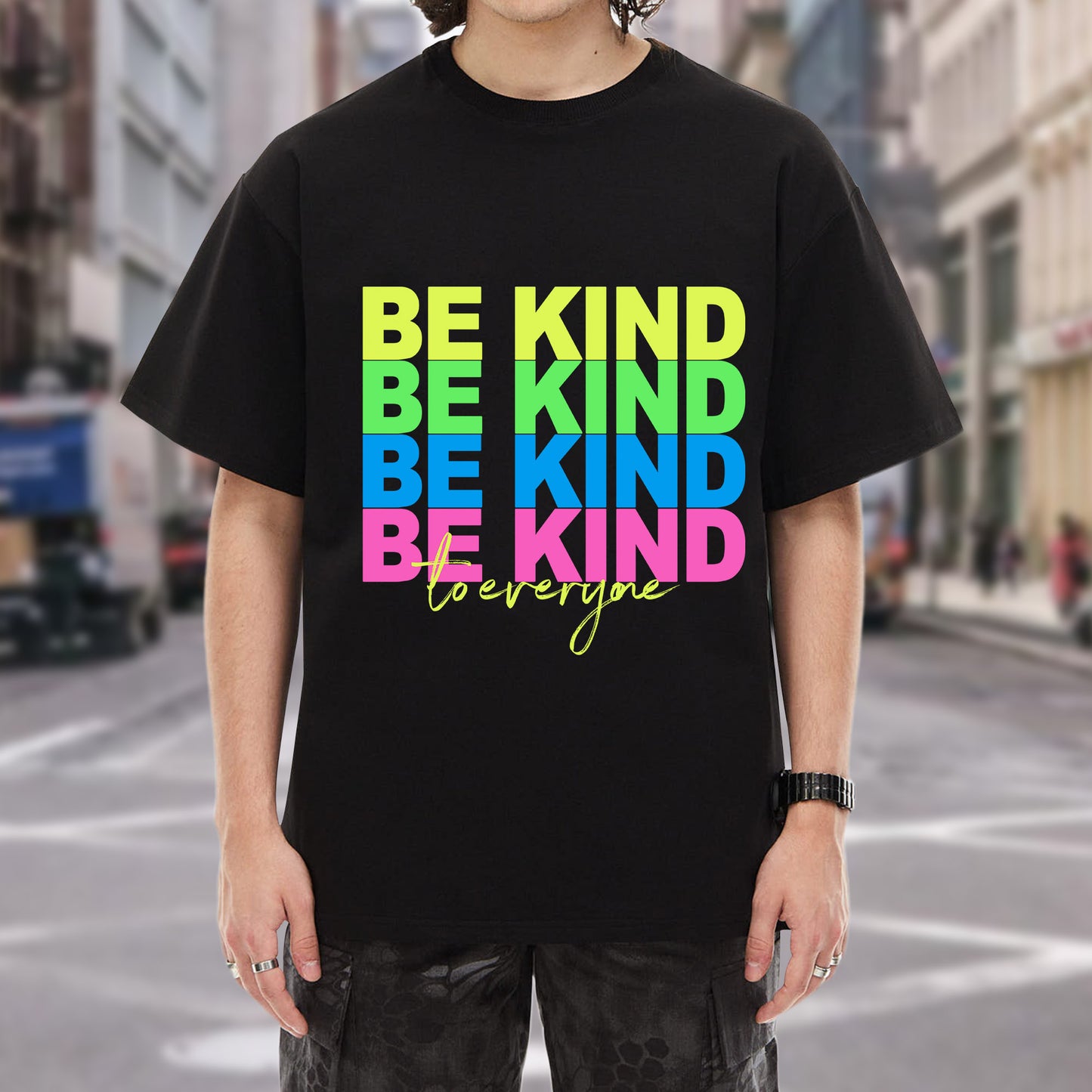 Be Kind To Everyone Rainbow Positivity T-Shirt Kindness Matters Inspirational Message Tee