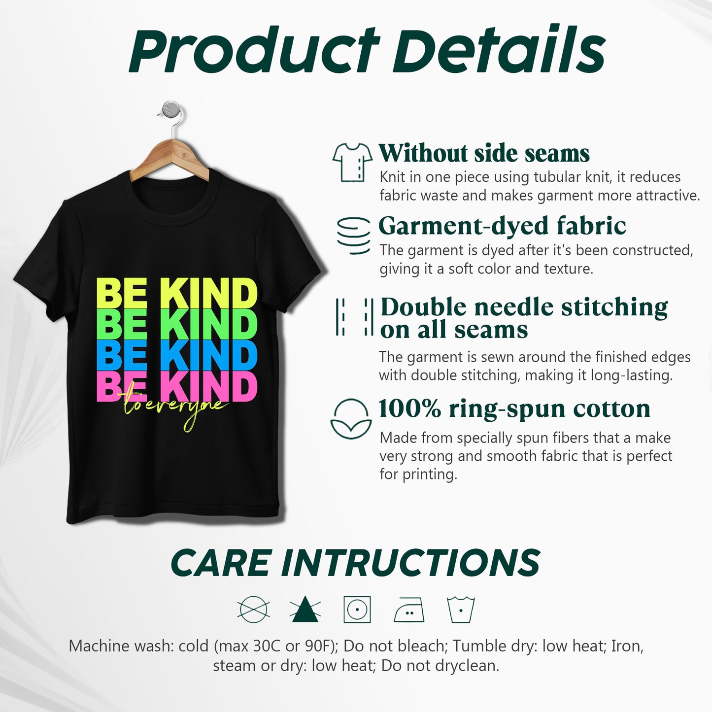 Be Kind To Everyone Rainbow Positivity T-Shirt Kindness Matters Inspirational Message Tee