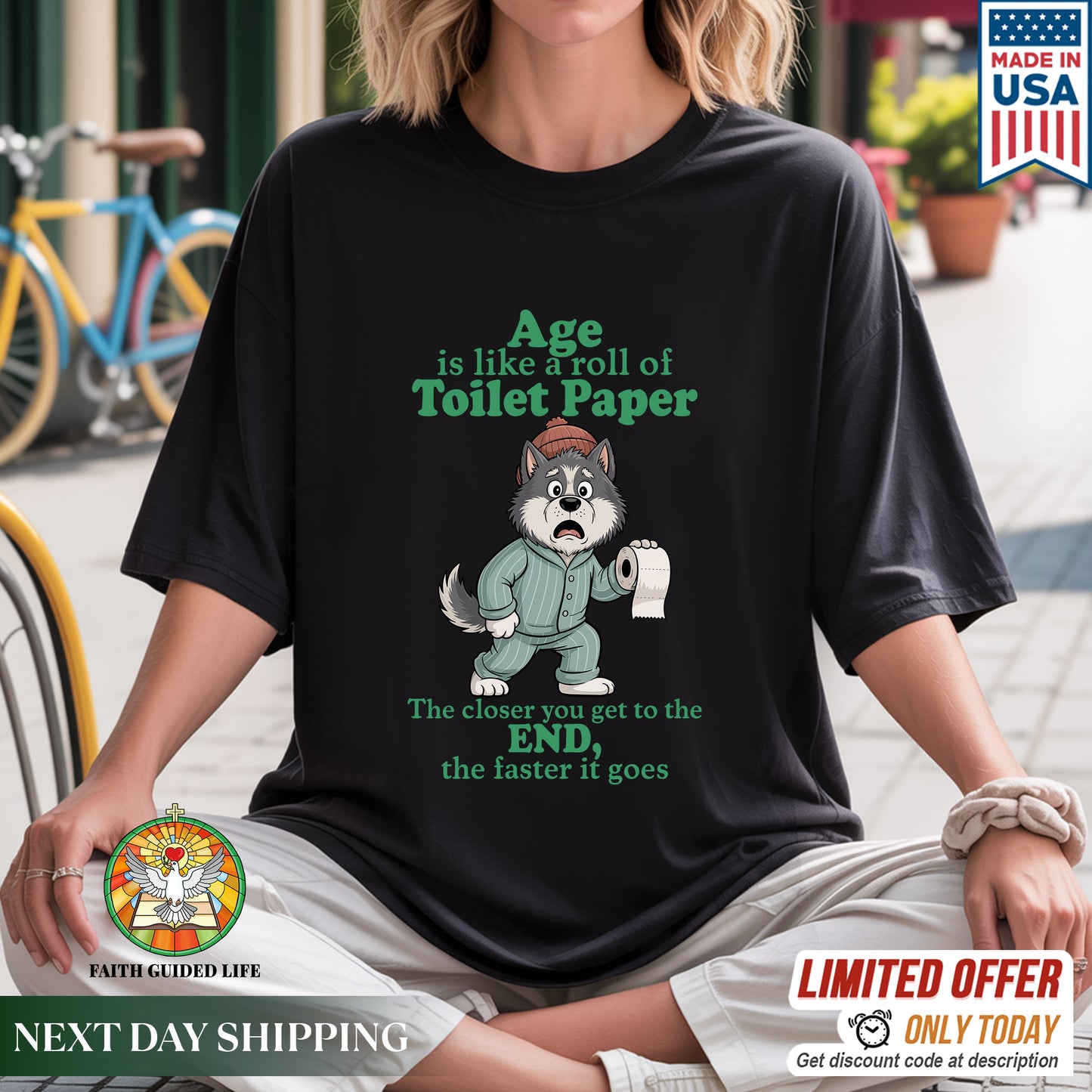 Age Is Like A Roll Of Toilet Paper The Closer You Get To The End The Faster It Goes Aging Humor T-Shirt
