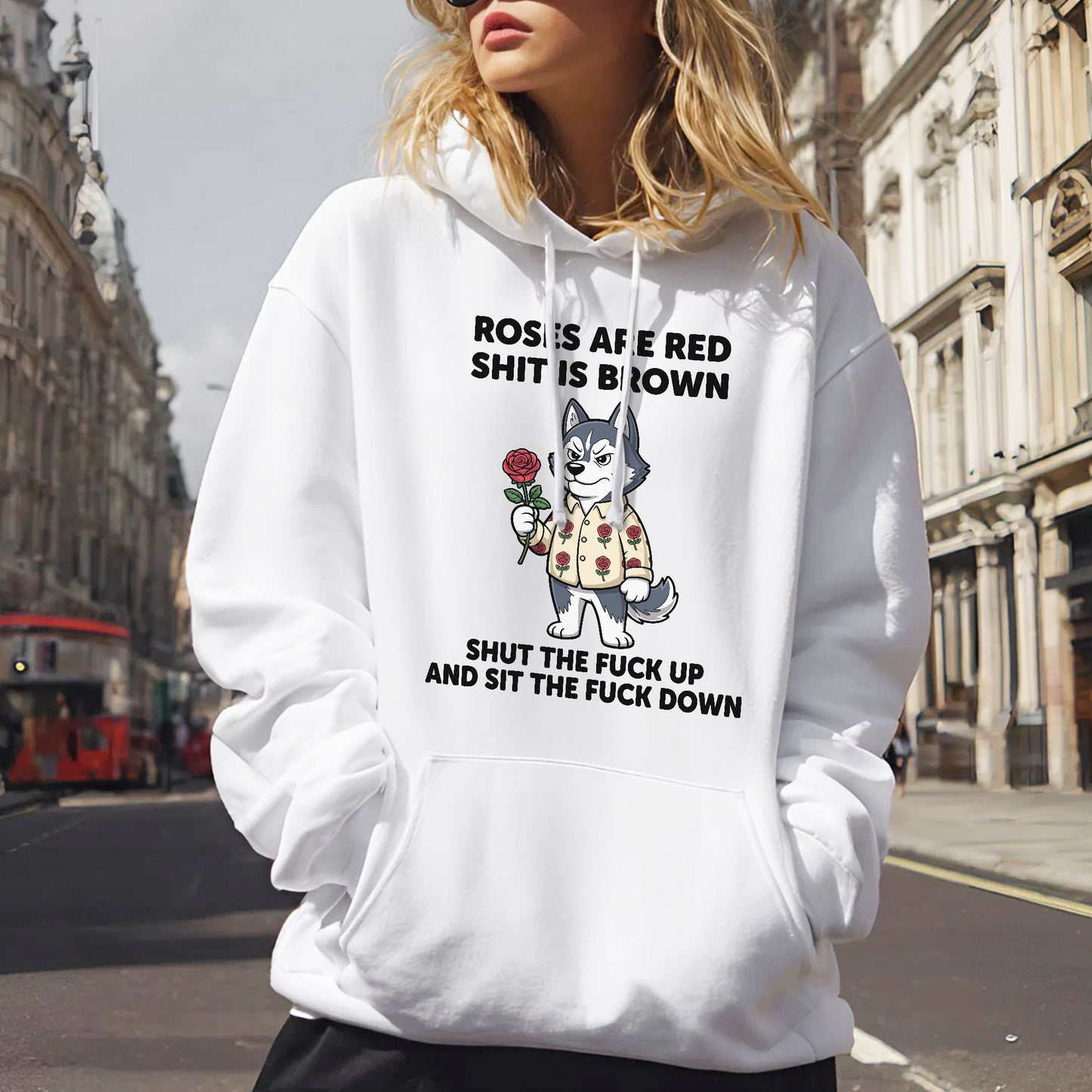 Roses Are Red Shit Is Brown Shut The F Up And Sit The F Down Crude Humor T-Shirt Aggressive Sassy Tee