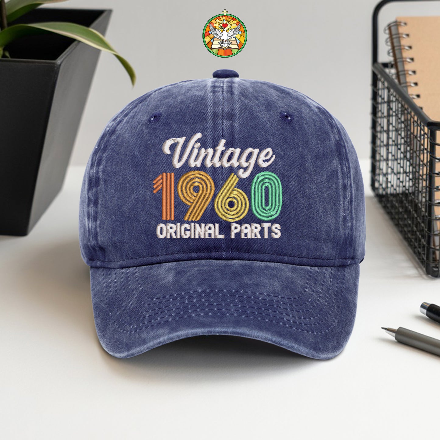 65th Birthday Gift Hat for Men, Vintage 1960 "Original Parts" Dad Cap, Personalized with Custom Year