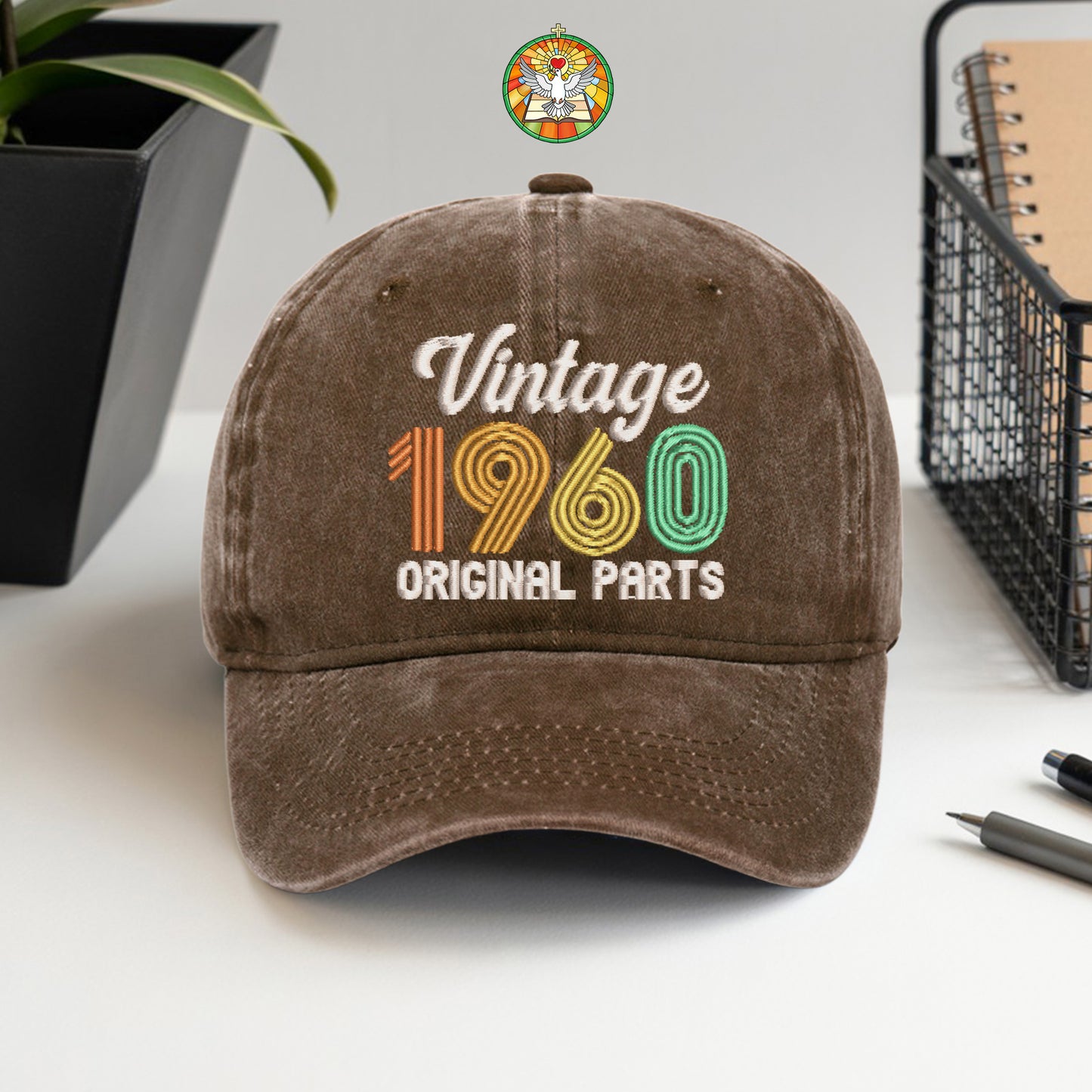 65th Birthday Gift Hat for Men, Vintage 1960 "Original Parts" Dad Cap, Personalized with Custom Year