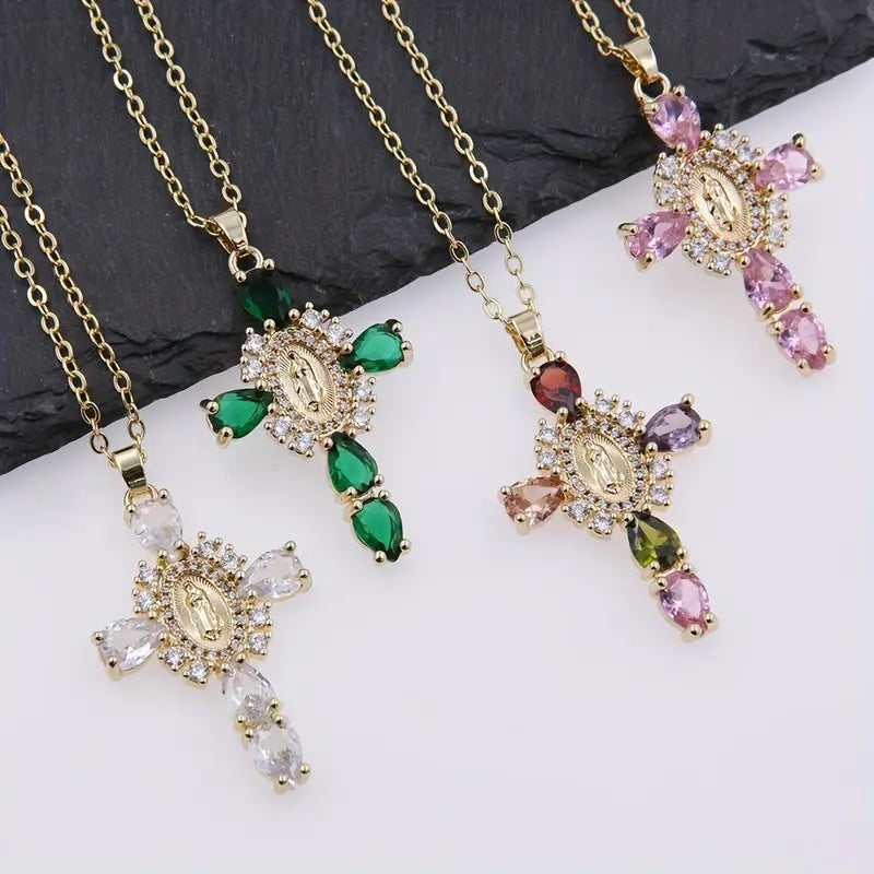 Rainbow Faith Cross Necklace