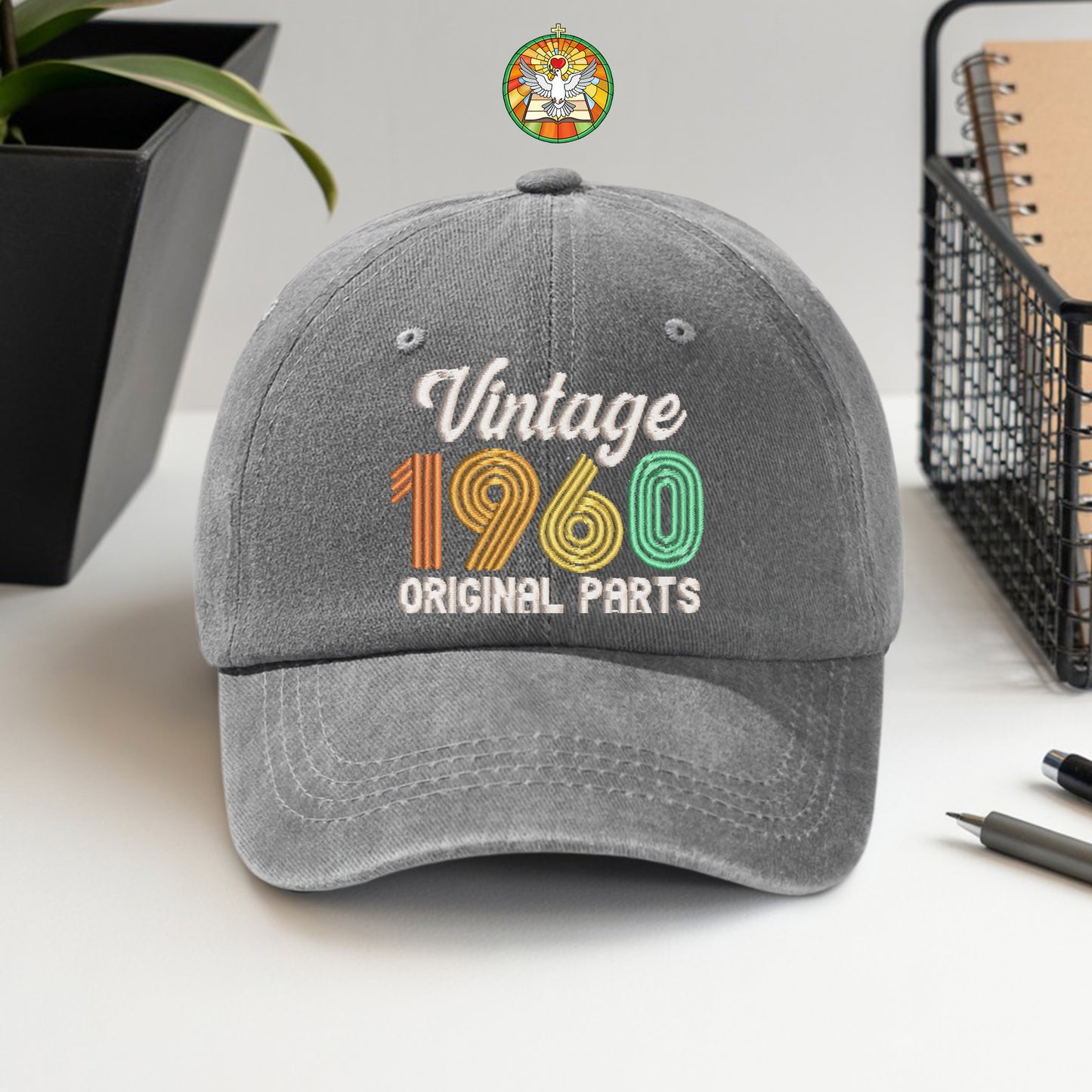 65th Birthday Gift Hat for Men, Vintage 1960 "Original Parts" Dad Cap, Personalized with Custom Year