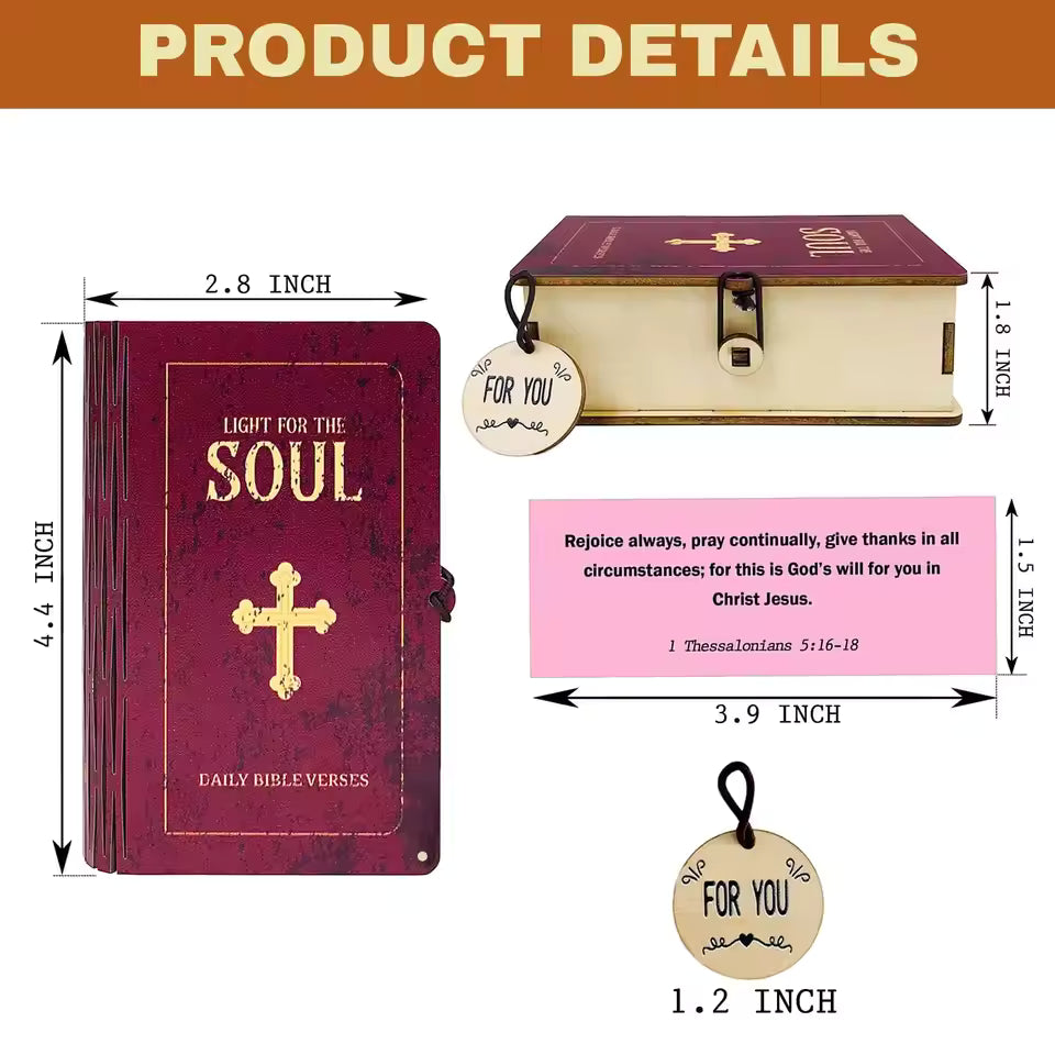 Wooden Bible Verses Box with 150 Prayer Cards Handmade Note Storage Box Portable Bible Verse Cards Box for Home Gathering Gift