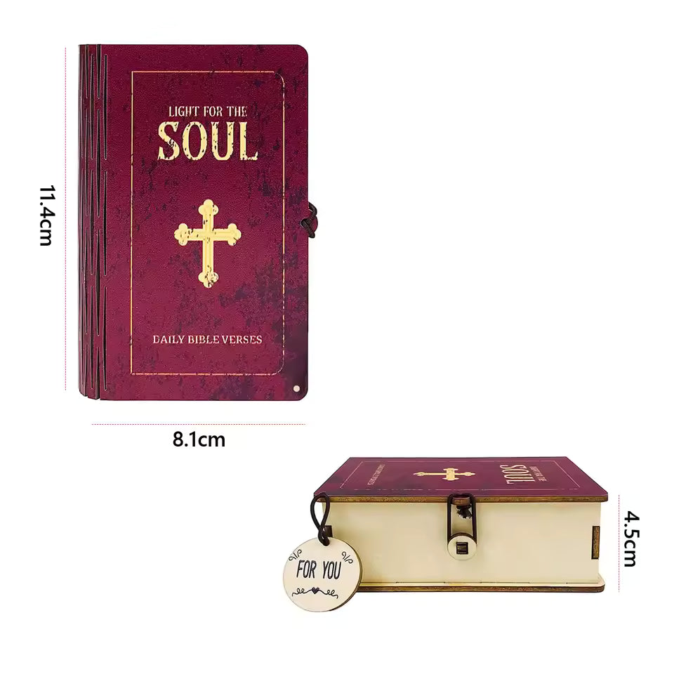 Wooden Bible Verses Box with 150 Prayer Cards Handmade Note Storage Box Portable Bible Verse Cards Box for Home Gathering Gift