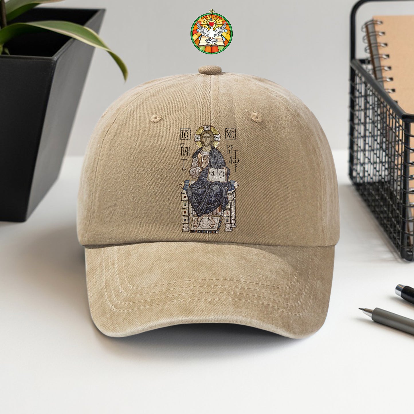 Byzantine Orthodox Jesus Christ Pantocrator Washed Cap - IC XC NIKA Traditional Icon