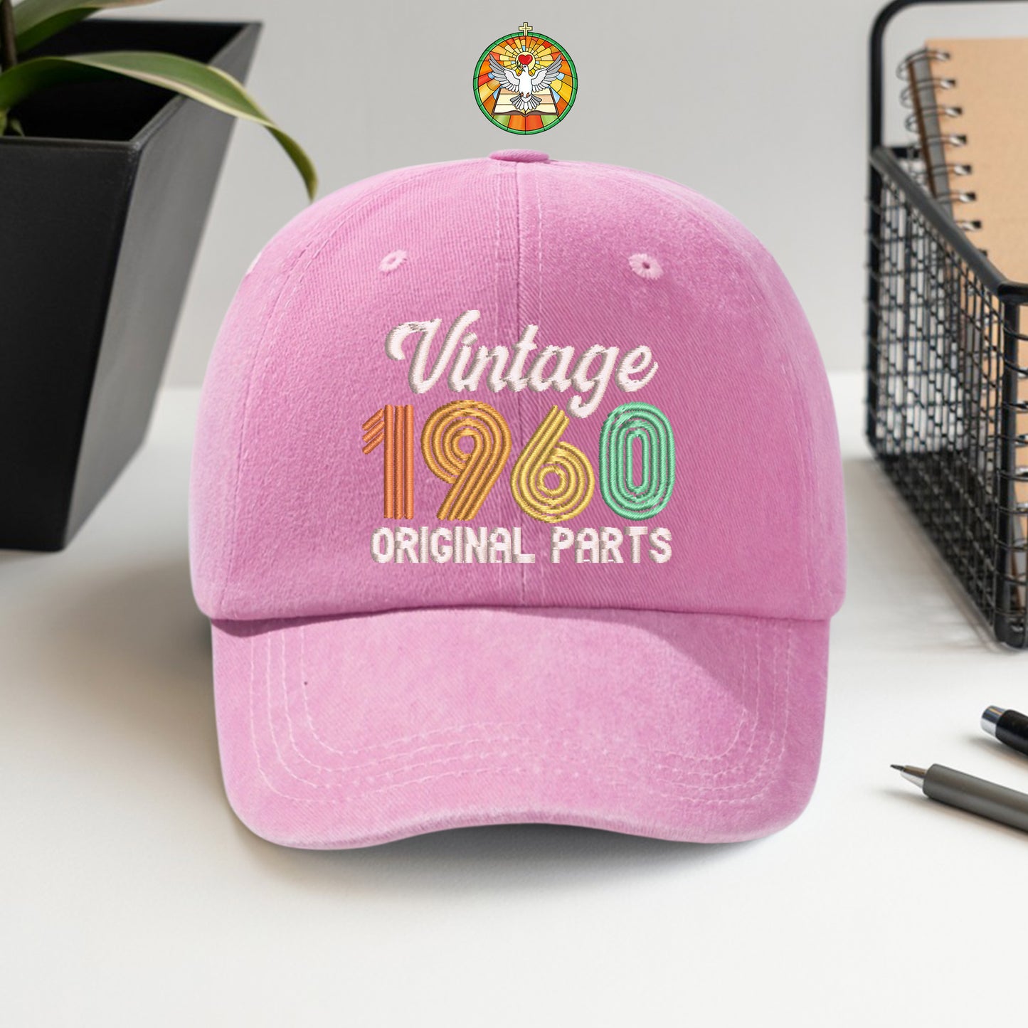 65th Birthday Gift Hat for Men, Vintage 1960 "Original Parts" Dad Cap, Personalized with Custom Year