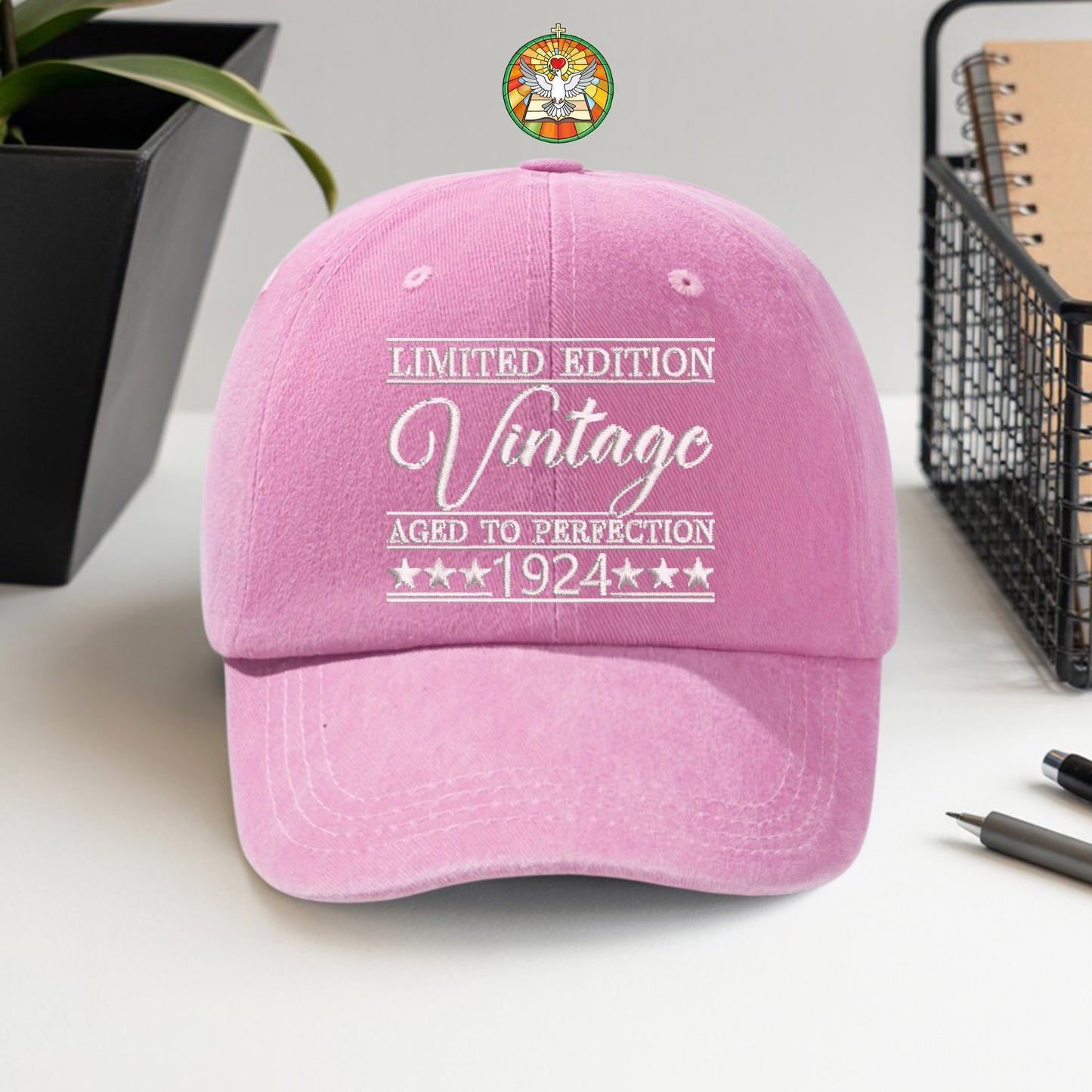 101st Birthday Gift Hat, Vintage 1924 "Aged to Perfection" Dad Cap, Personalized with Custom Year.