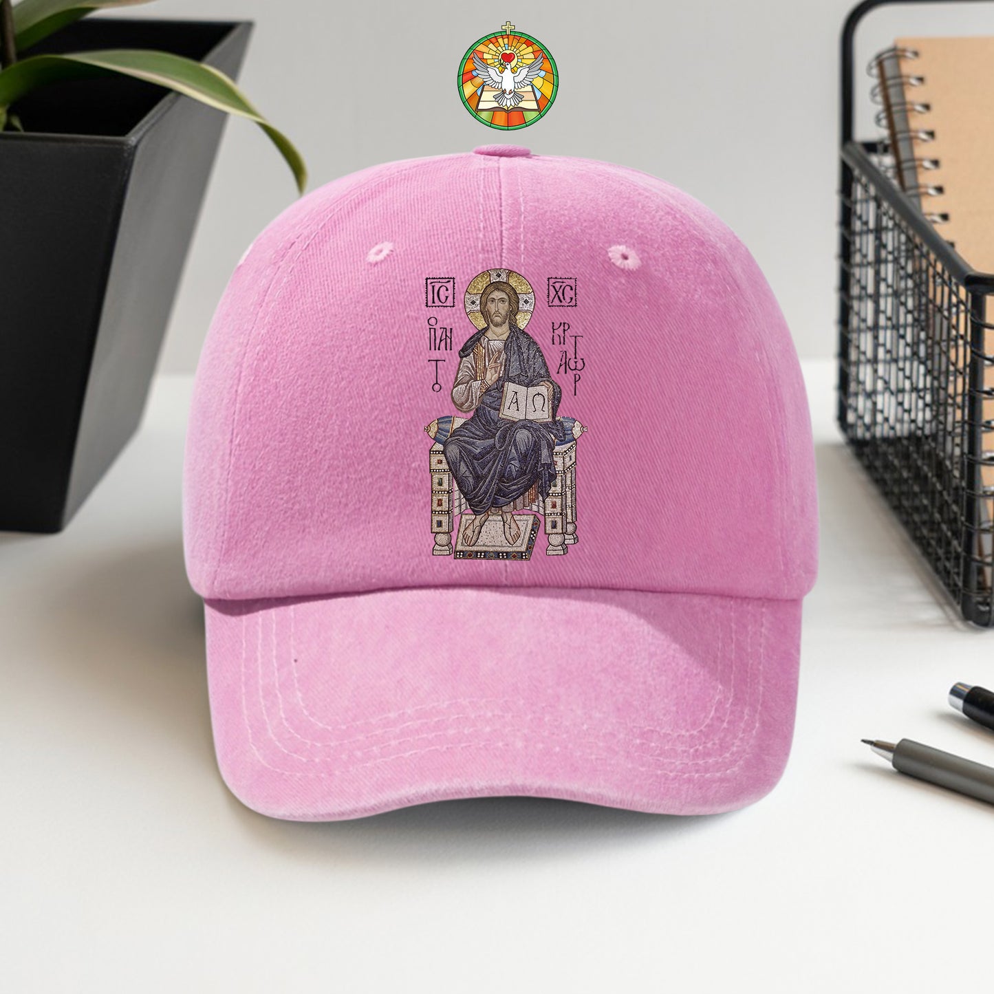 Byzantine Orthodox Jesus Christ Pantocrator Washed Cap - IC XC NIKA Traditional Icon