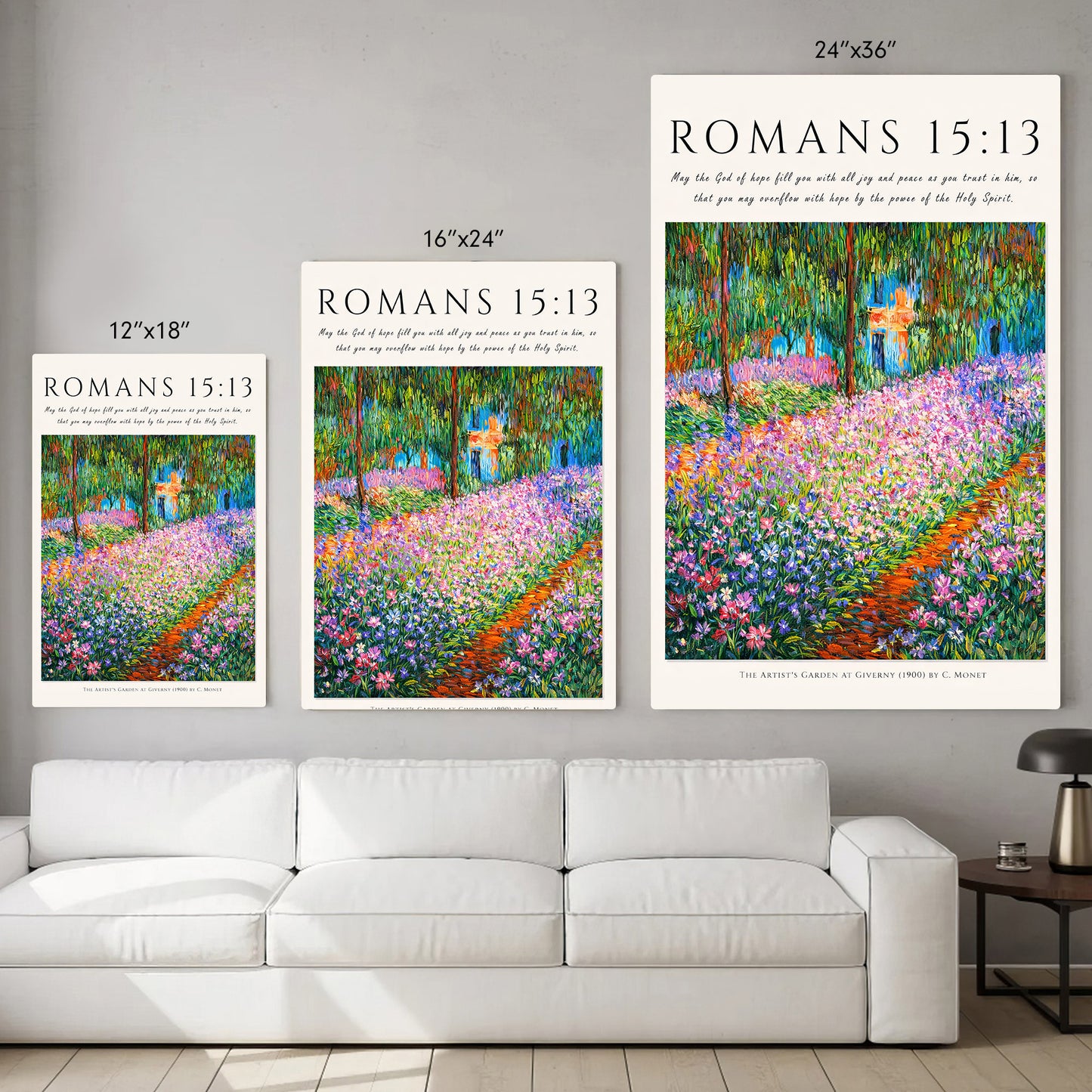 Romans 15:13 Bible Verse Floral Garden Wall Art Poster/Canvas