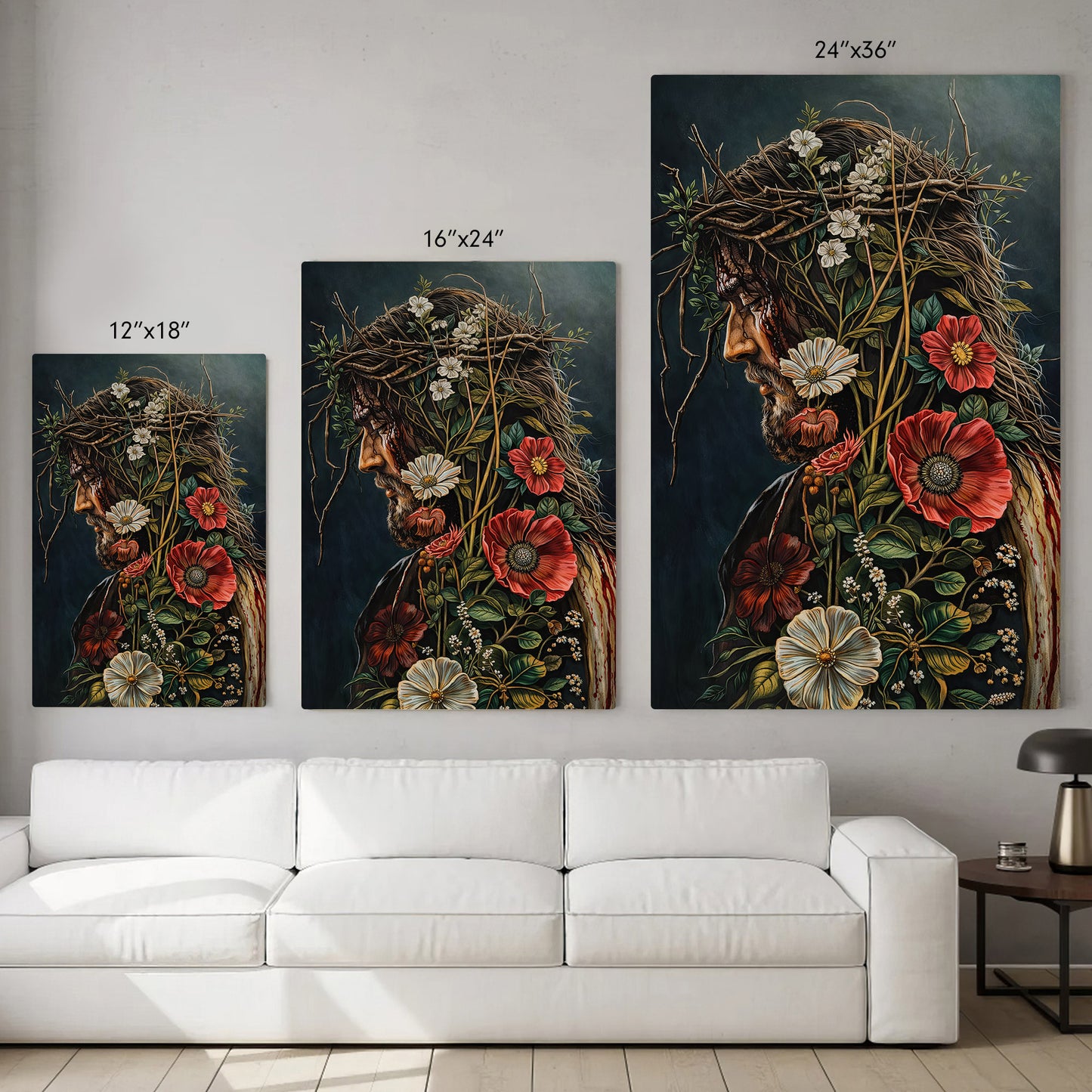 Jesus Christ Floral Crown Wall Art Poster/Canvas