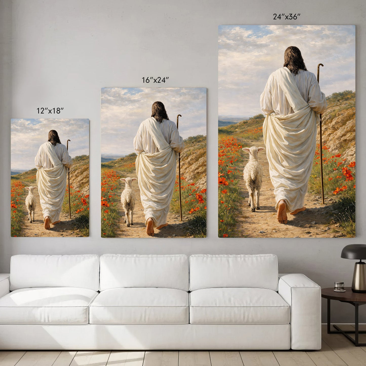 The Good Shepherd Jesus Christ Walking with His Flock Poster/Canvas