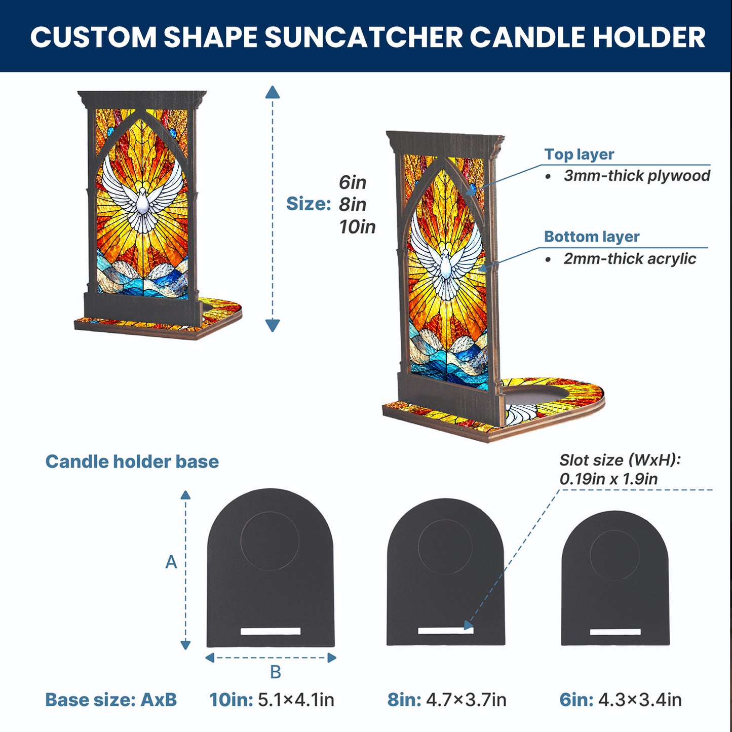 Holy Spirit Suncatcher Candle Holder - Perfect for Prayer Corner, Gift, or Home Decor