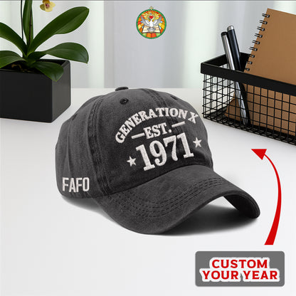 Generation X EST. Custom Year Baseball Cap - Personalized Vintage Pride Hat