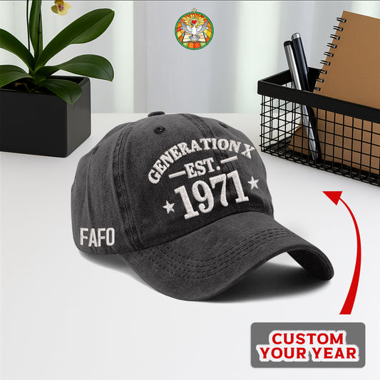 Generation X EST. Custom Year Baseball Cap - Personalized Vintage Pride Hat