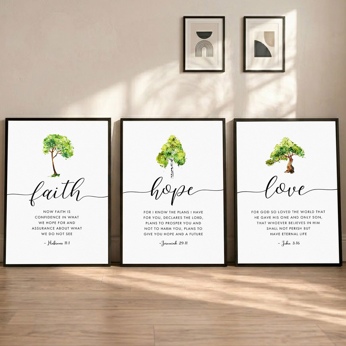 Faith Hope Love Scripture Botanical Christian Wall Art Poster/Canvas Set