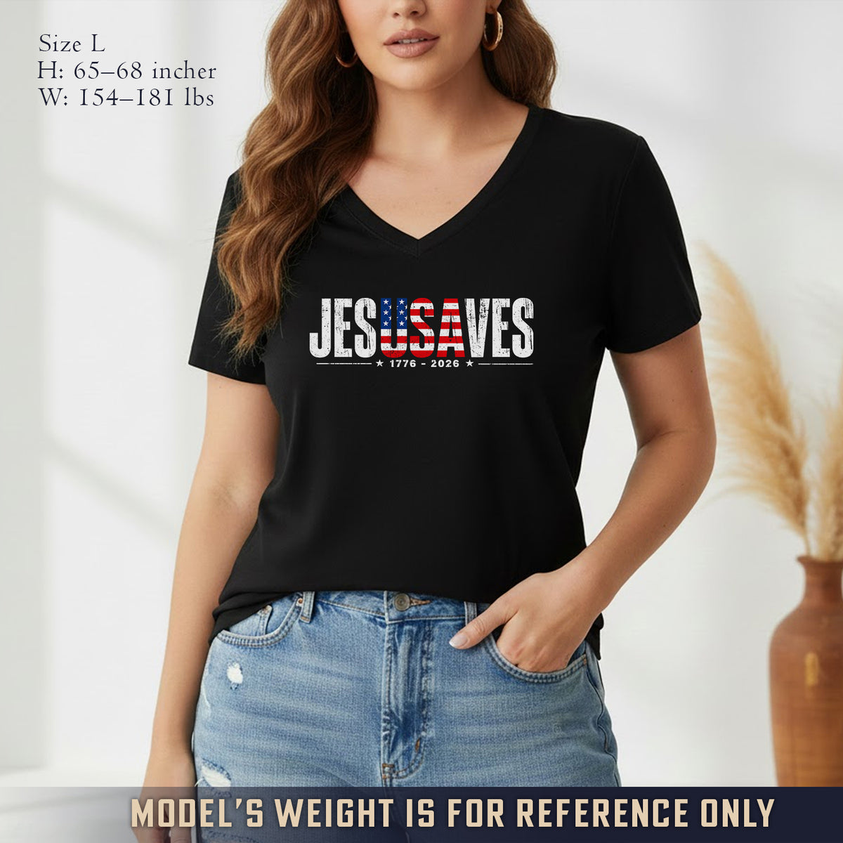 Jesus Saves America 250 Years Patriotic V-neck T-shirt
