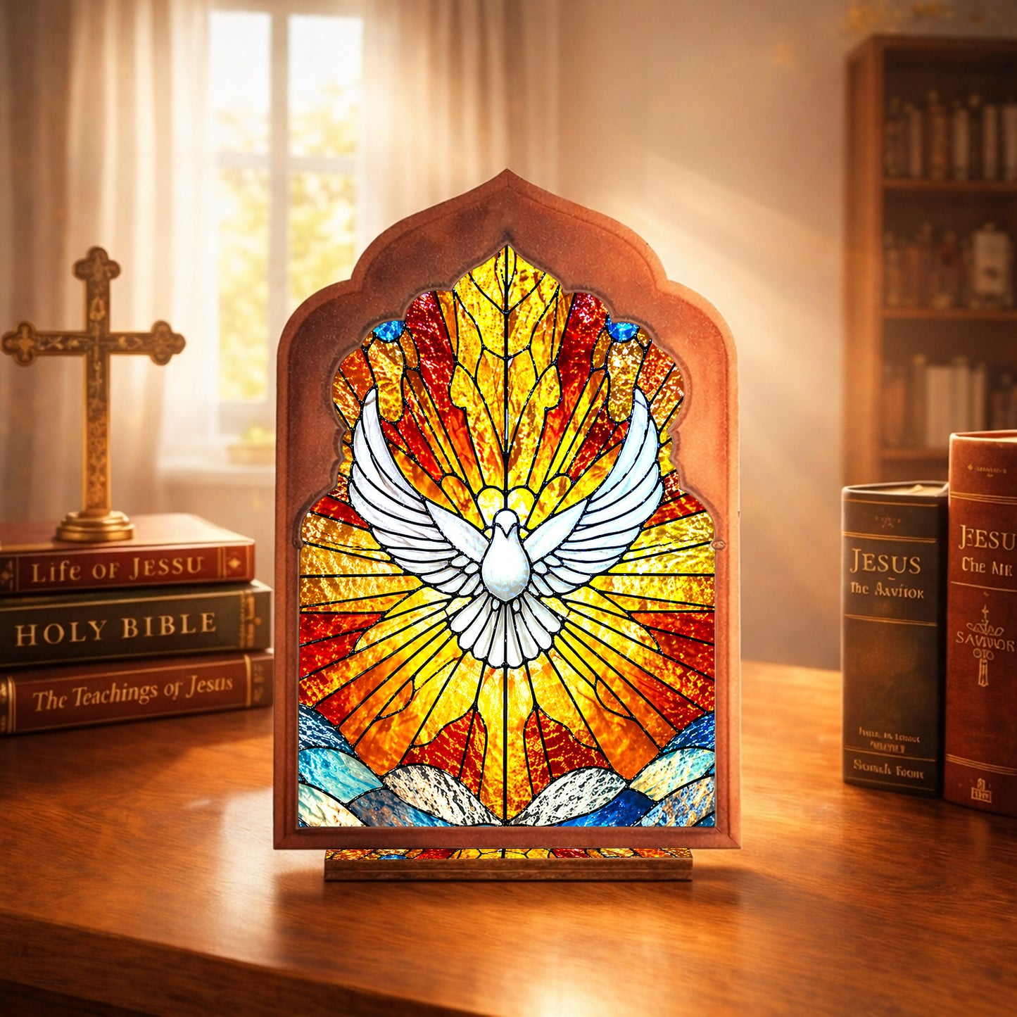 Holy Spirit Suncatcher Candle Holder - Perfect for Prayer Corner, Gift, or Home Decor