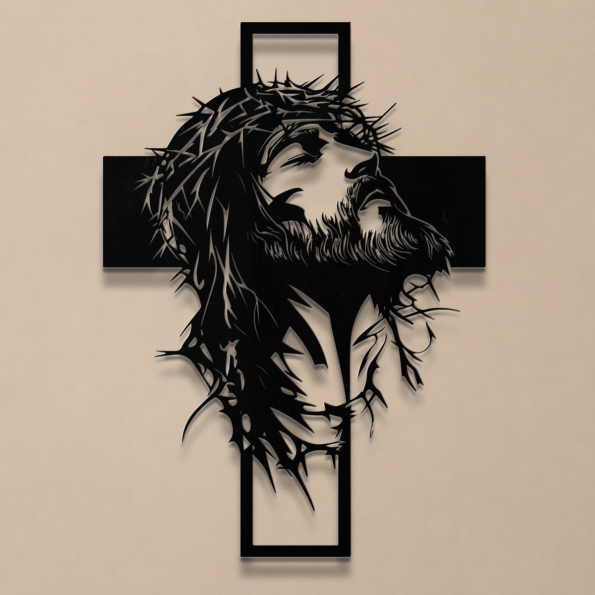 Jesus Crown of Thorns Cross Metal Wall Art for Christian Home Decor