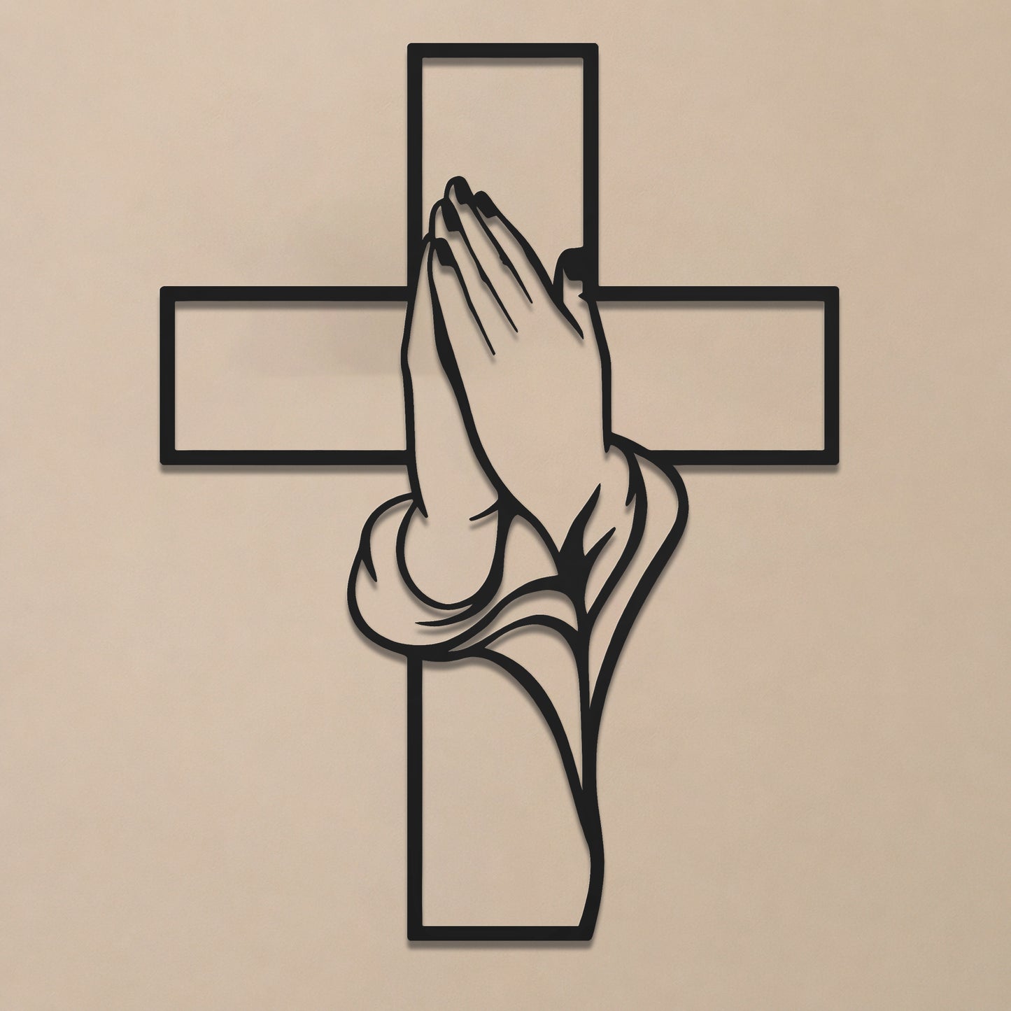 Praying Hands Cross Metal Wall Art for Faith and Home Decor