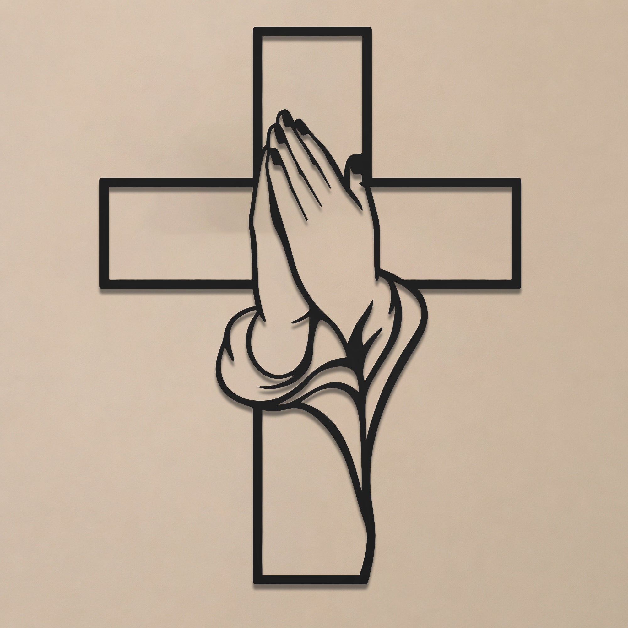 Praying Hands Cross Metal Wall Art for Faith and Home Decor