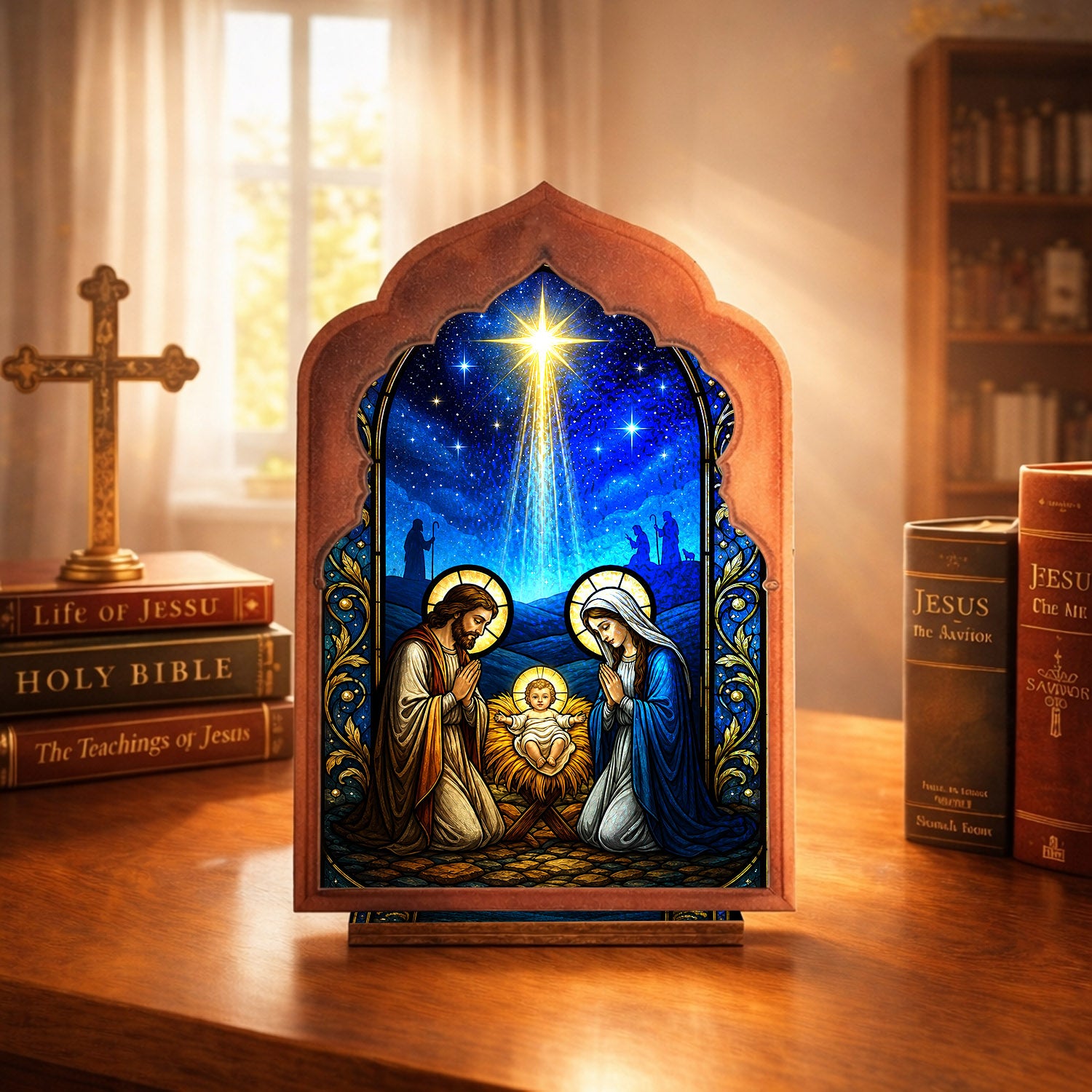 Jesus’ Birth Stained Glass Suncatcher - Perfect for Prayer Corner, Gift, or Home Decor