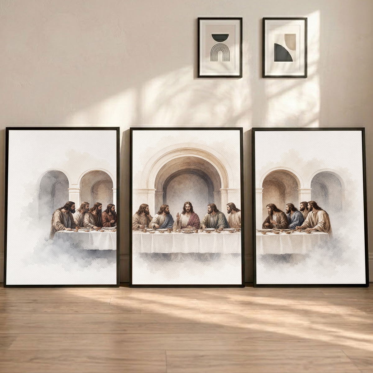 Modern Minimalist Last Supper Triptych Art Poster/Canvas Set