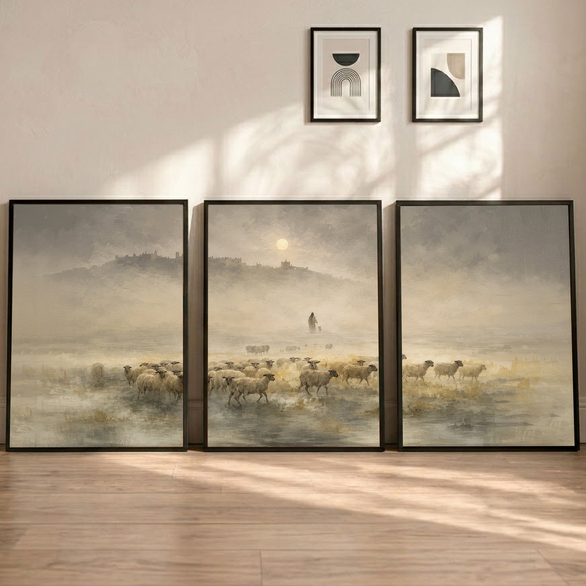 He Leads the Flock Triptych Christian Set - POSTER/CANVAS