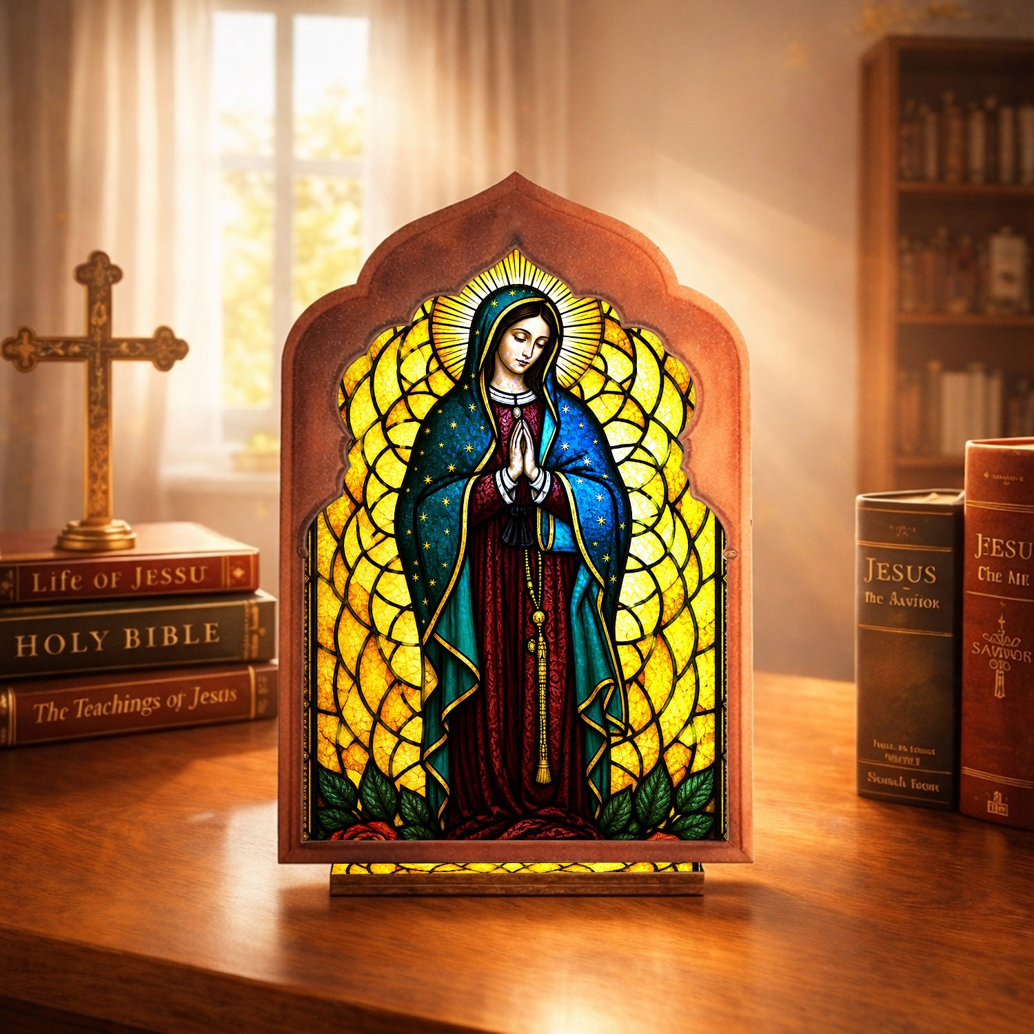 Our Lady’s Prayer Stained Glass Suncatcher - Perfect for Prayer Corner, Gift, or Home Decor