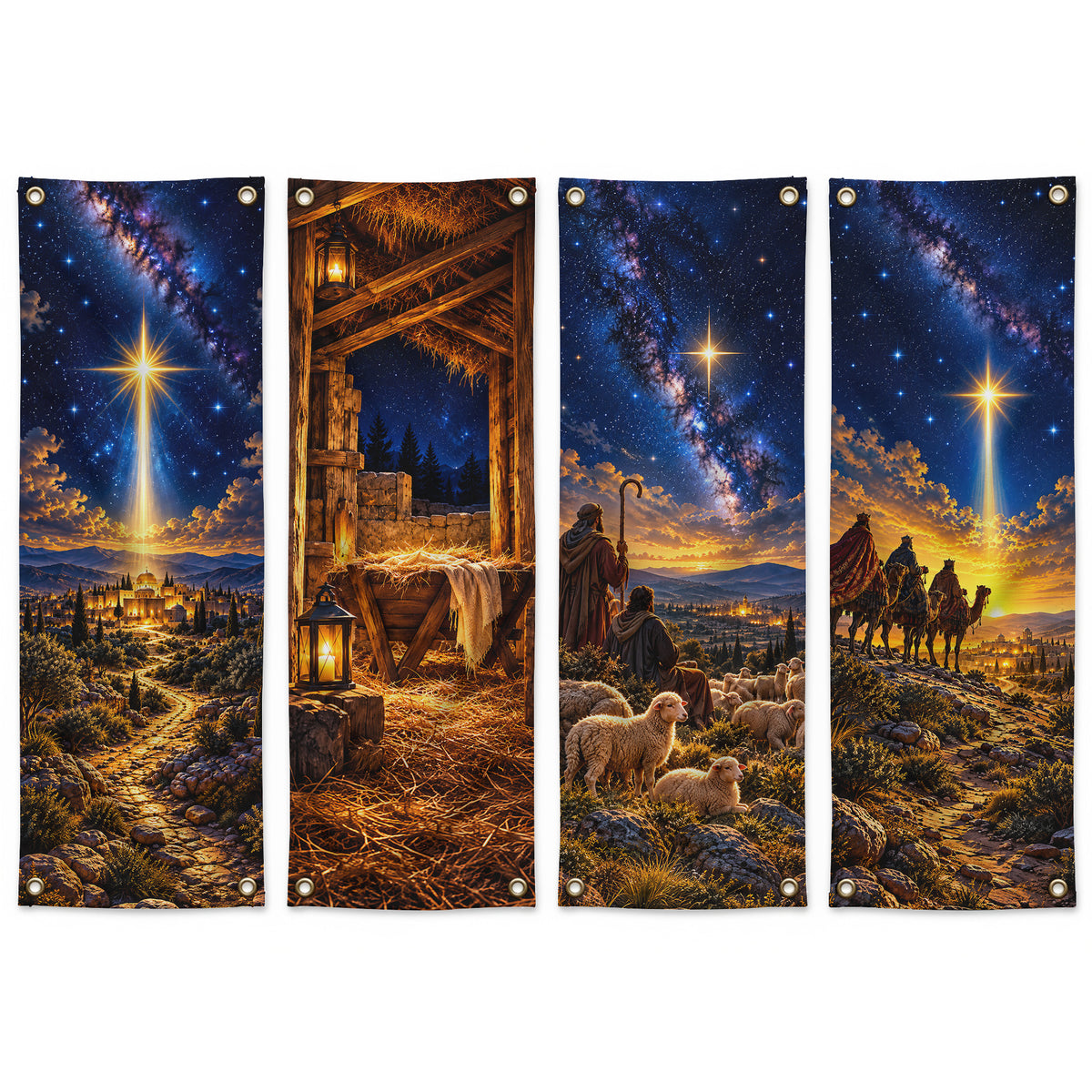 Star of Bethlehem Nativity Christmas Banner Set – Christian Holiday Decor