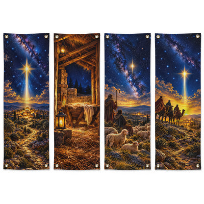 Star of Bethlehem Nativity Christmas Banner Set – Christian Holiday Decor