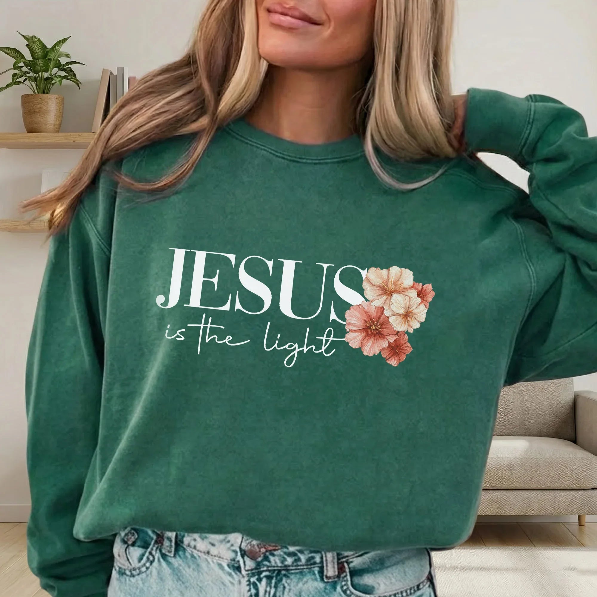 Jesus Is The Light Floral Cross Designs - Faith Floral - Unisex Tshirt / Hoodie / Sweatshirt - Faith Guided Life