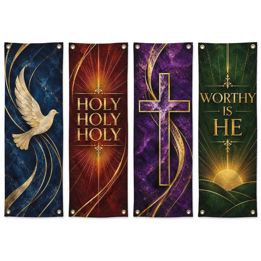Holy Spirit & Christian Worship Banner Set – Elegant Religious Hanging Decor