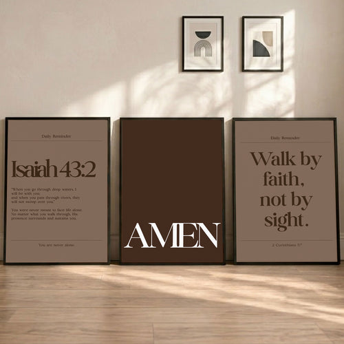 Minimalist Christian Affirmation Wall Art Set – Daily Faith & Amen Collection - Poster/Canvas