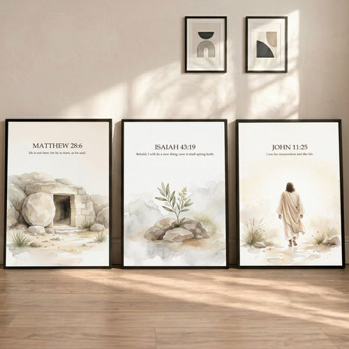 Resurrection Story Scripture Wall Art Set – Hope & New Life Collection - Poster/Canvas