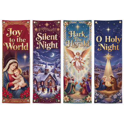 Christian Christmas Carols & Nativity Banner Set – Religious Holiday Hanging Decor
