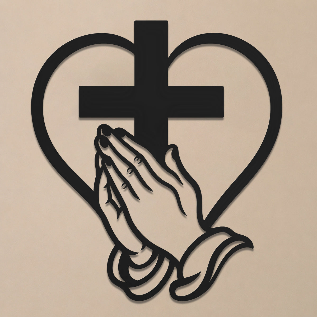 Cross Heart Praying Hands Metal Wall Decor
