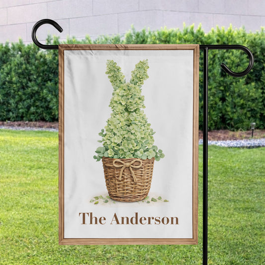 Personalize Easter Bunny Topiary Flag – Spring Decor