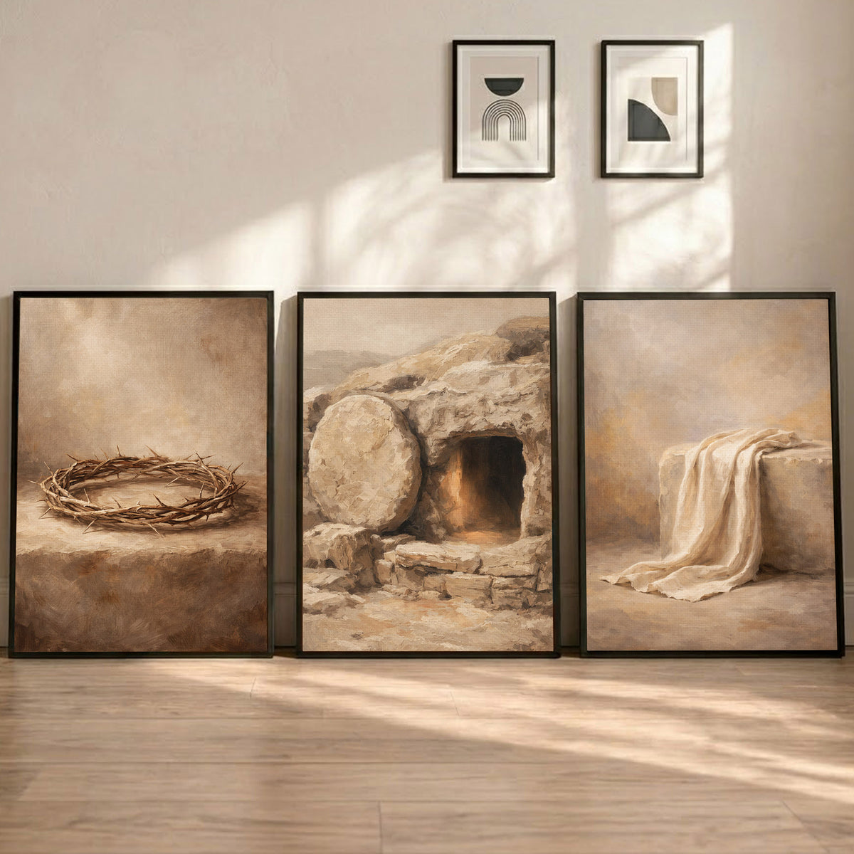Crown Tomb Linen Easter Christian Poster/Canvas Set