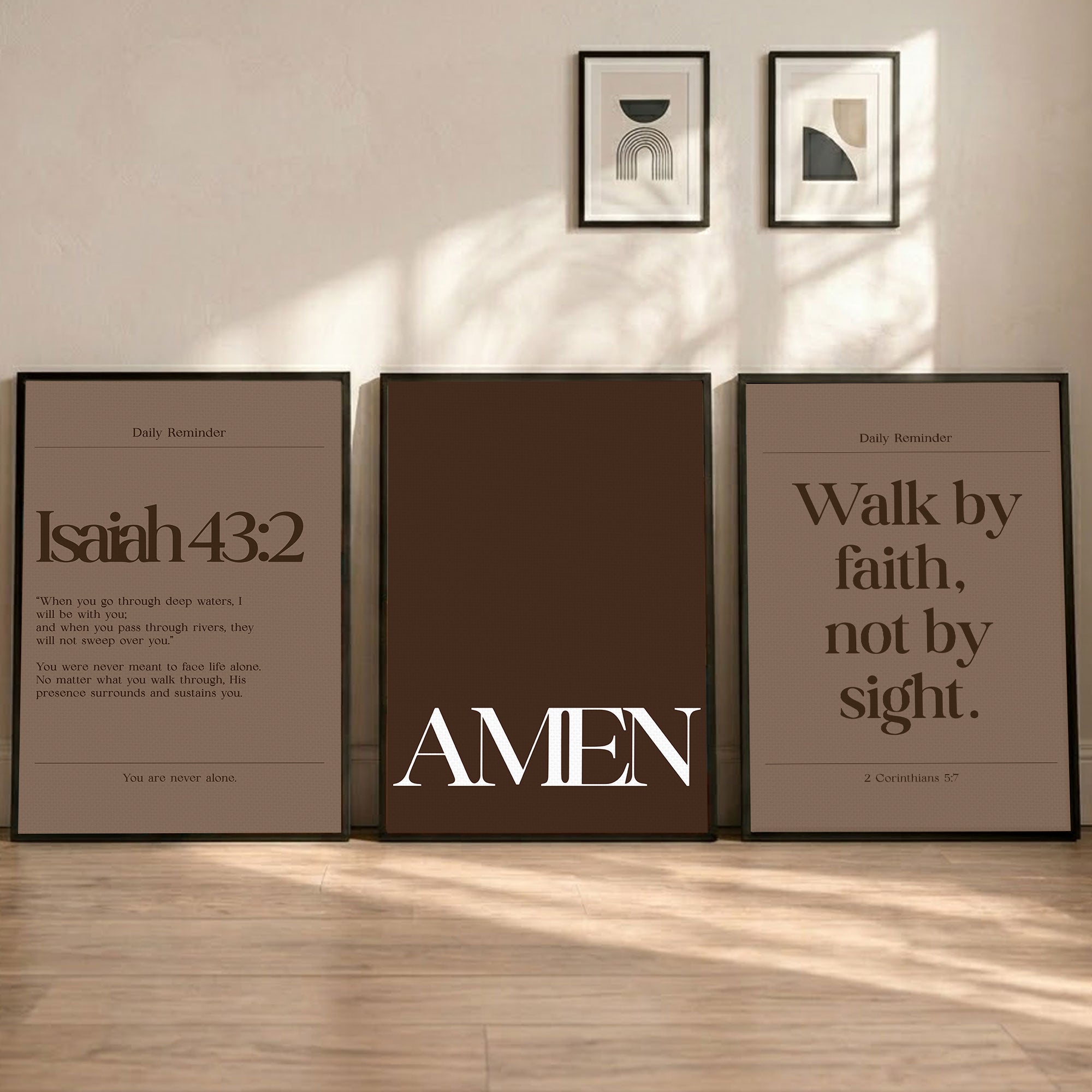 Minimalist Christian Affirmation Wall Art Set – Daily Faith & Amen Collection - Poster/Canvas
