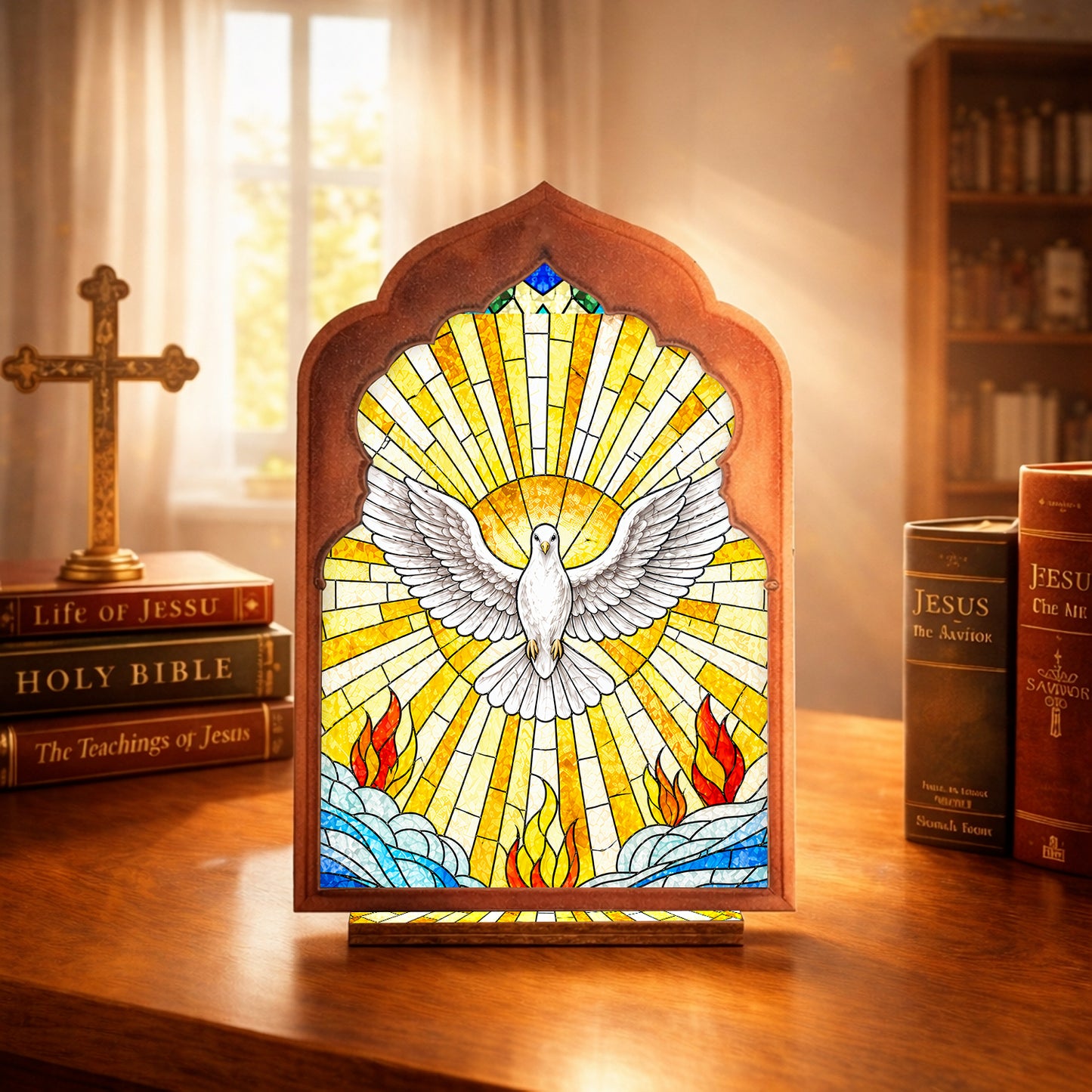 Holy Spirit’s Blessing Suncatcher Candle Holder - Perfect for Prayer Corner, Gift, or Home Decor