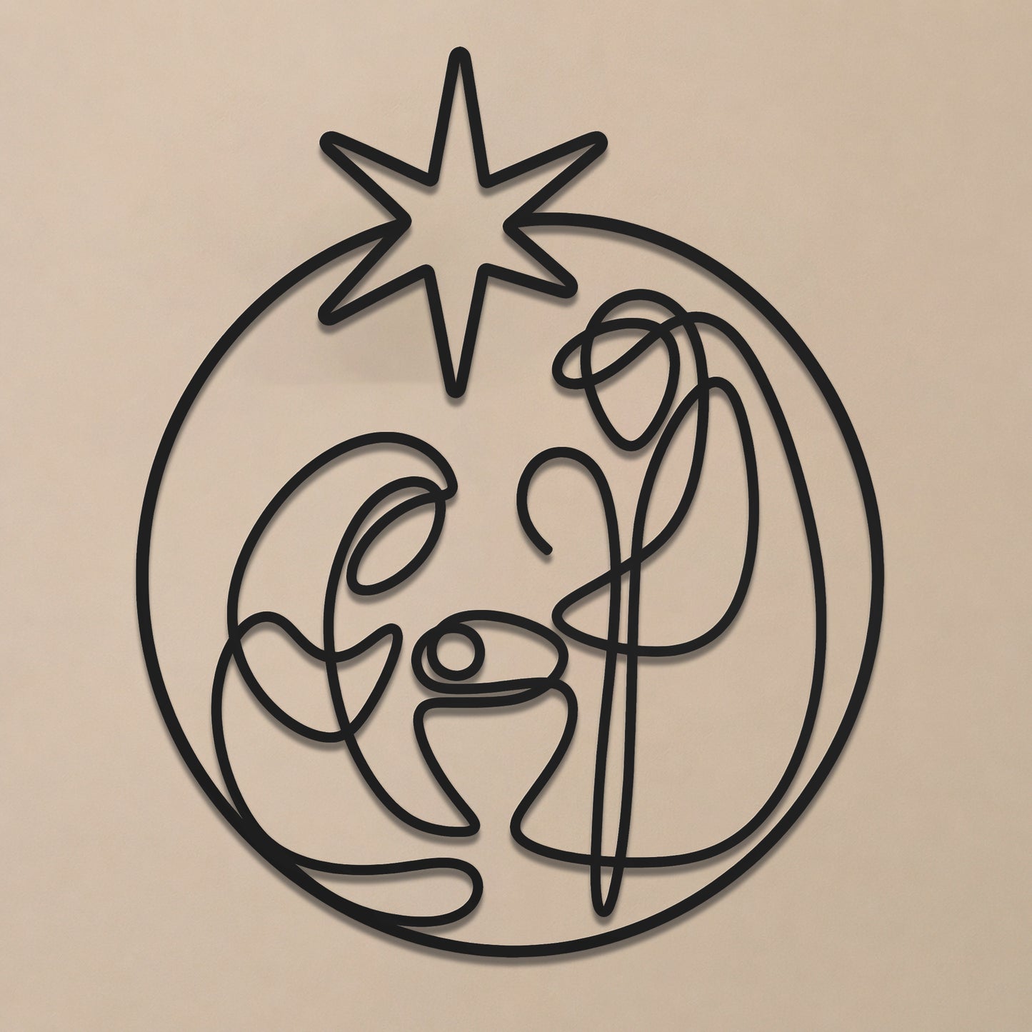 Holy Family Nativity Line Art Metal Wall Decor