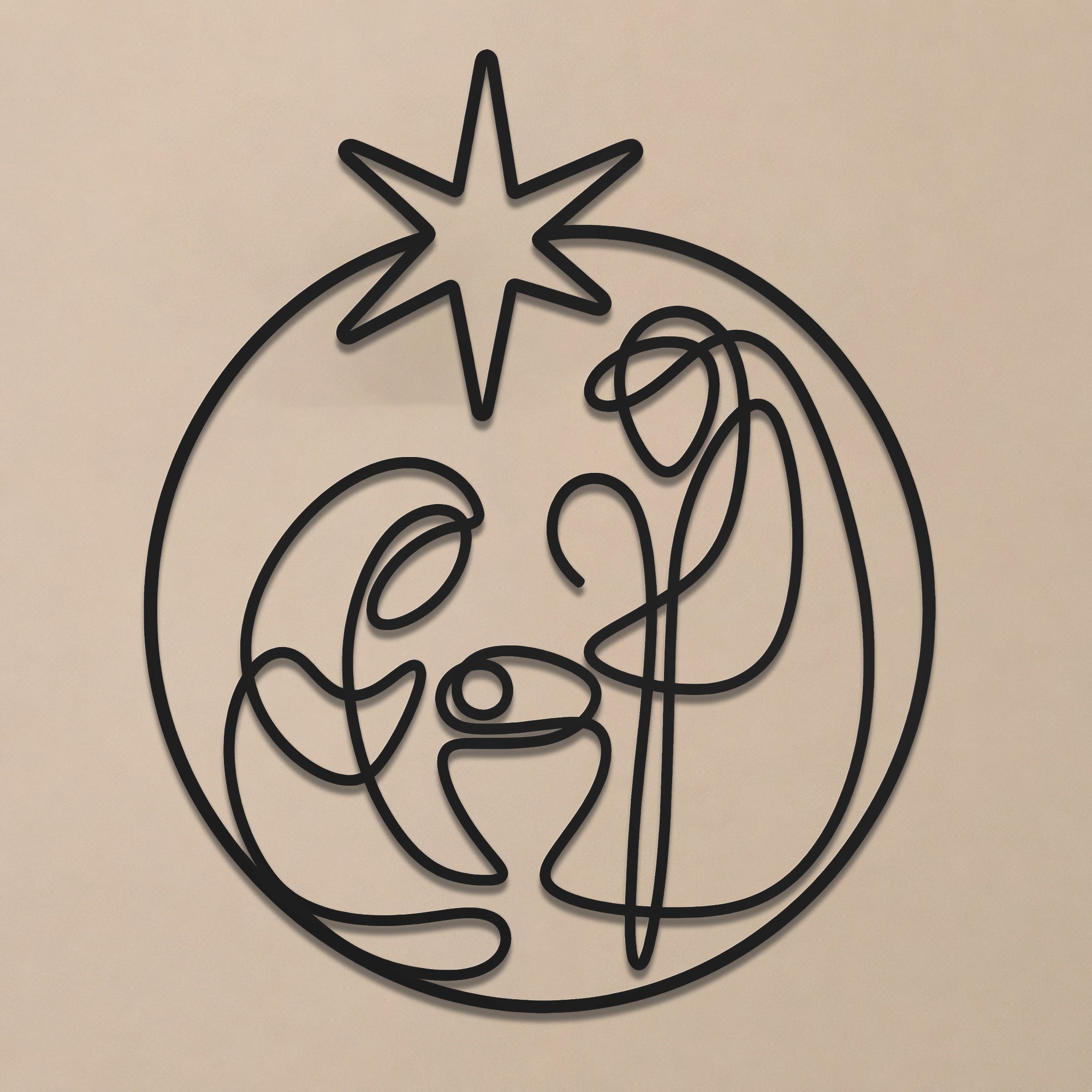 Holy Family Nativity Line Art Metal Wall Decor
