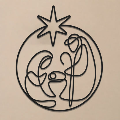 Holy Family Nativity Line Art Metal Wall Decor