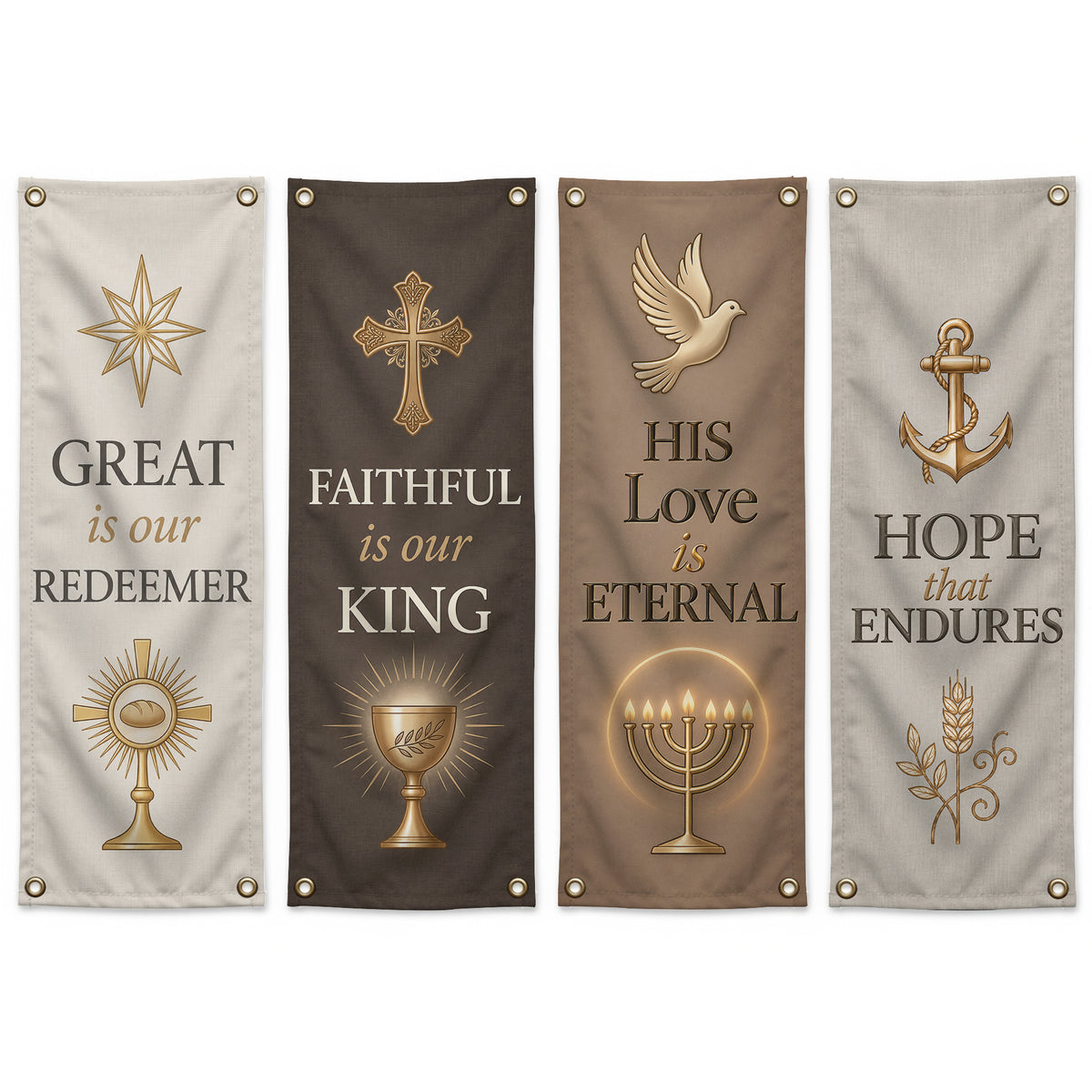 Christian Faith & Hope Banner Set – Elegant Religious Hanging Decor