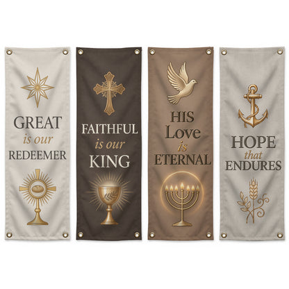 Christian Faith & Hope Banner Set – Elegant Religious Hanging Decor