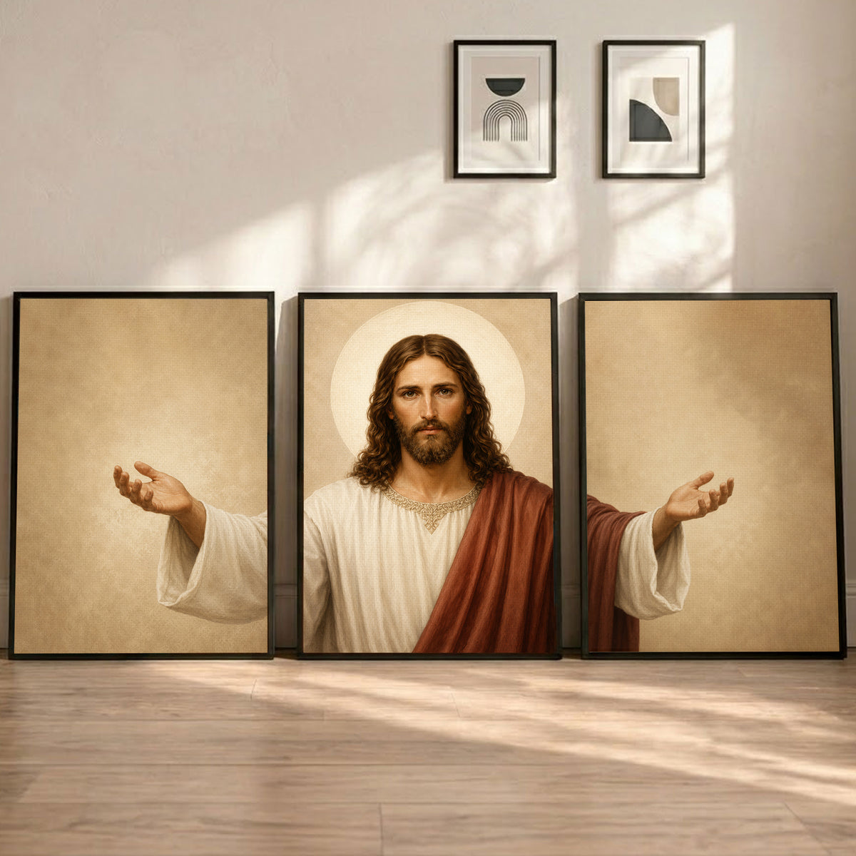 Jesus Open Arms 3 Panel Wall Art – Christian Triptych Faith Home Decor