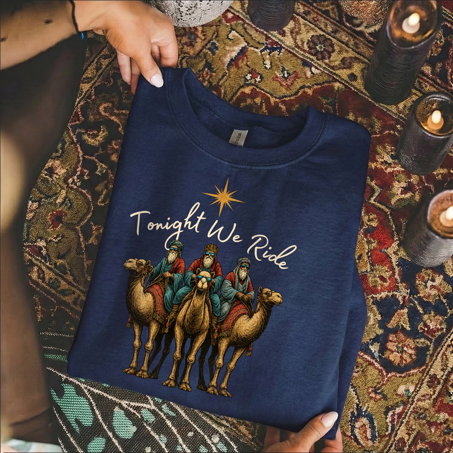 Three Wise Men Riding Camel – Unisex Tshirt / Hoodie / Sweatshirt